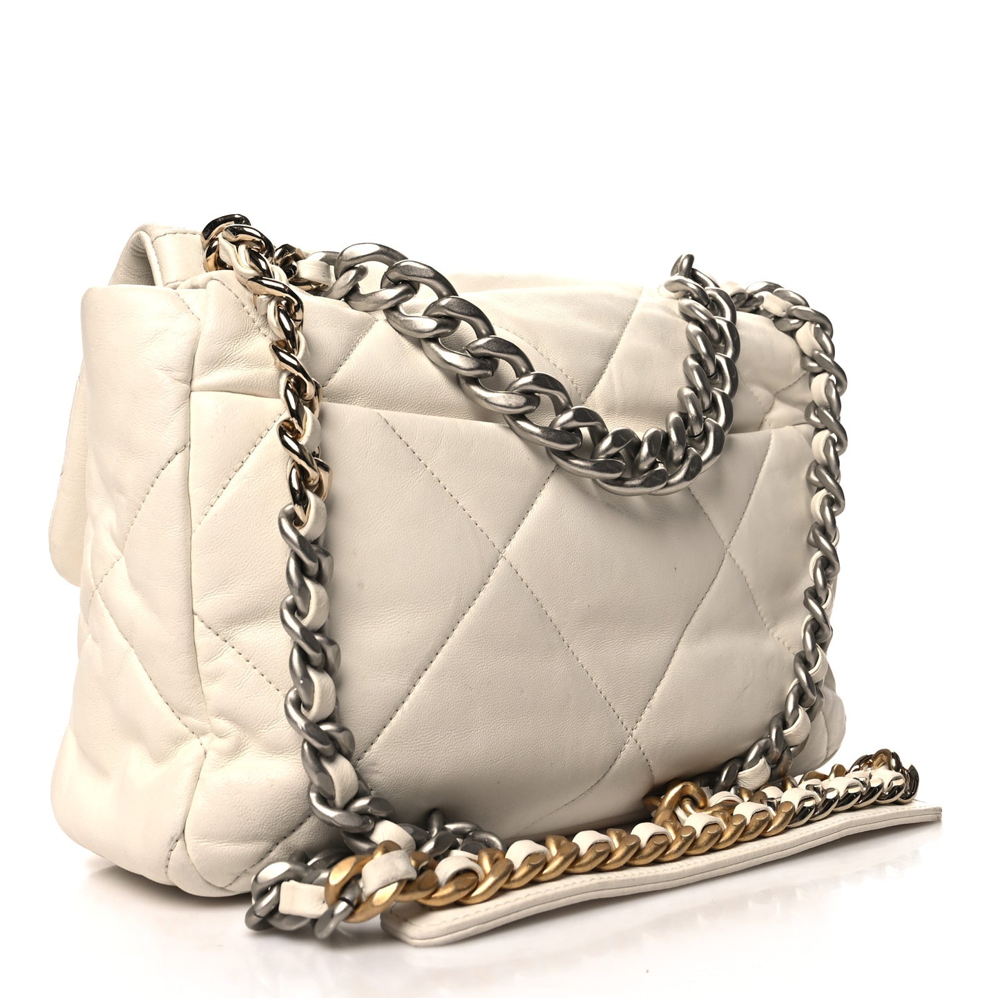 Goatskin Quilted Large 19 Flap White