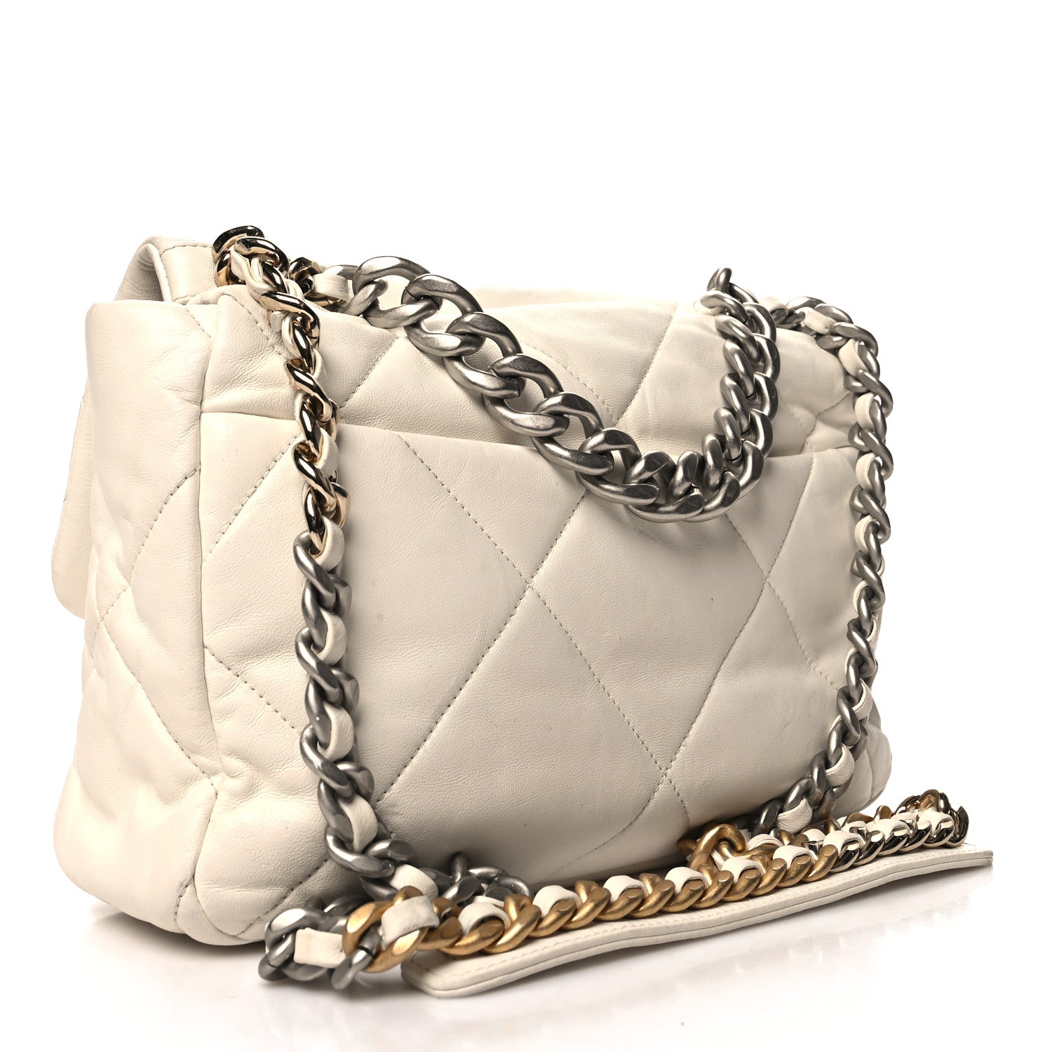 Chanel Goatskin Quilted Large 19 Flap White 3 of 14