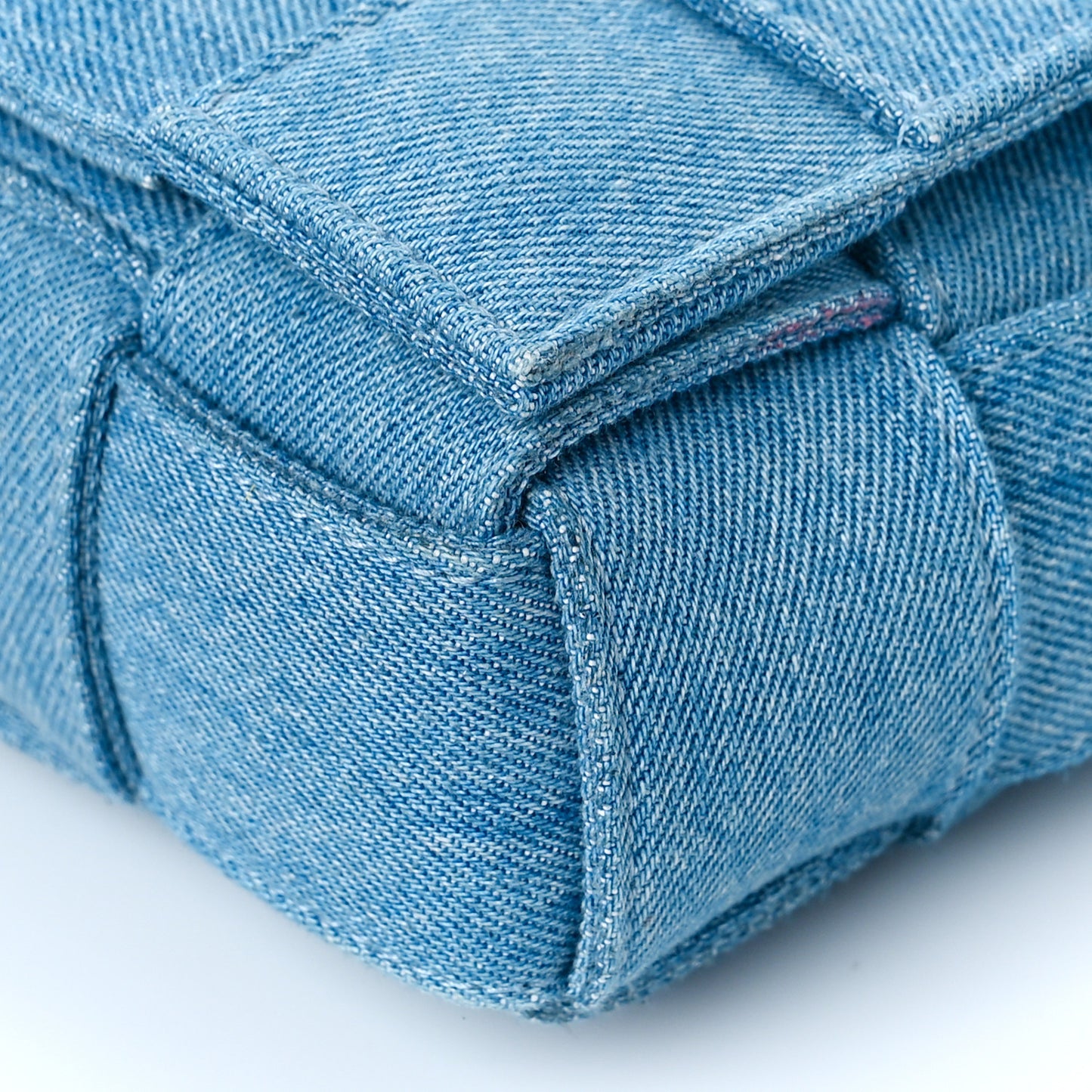 Denim Maxi Intrecciato Cassette Crossbody Bag Washed Indigo