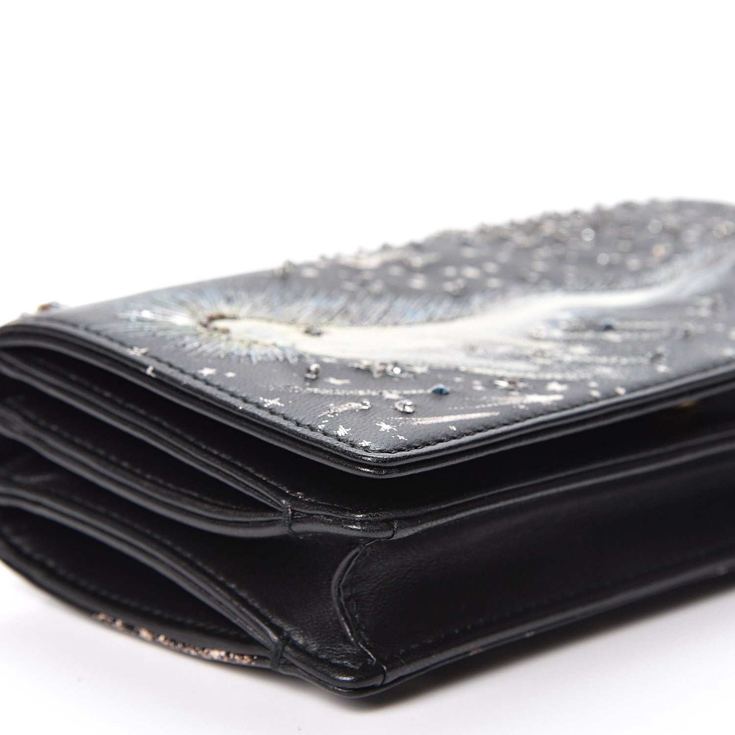 Christian Dior Lambskin Embroidered C'est I Feel Blue Clutch Black 8 of 10