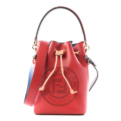 Fendi Vitello Grace F is Fendi Stamp Patch Perforated Small Mon Tresor Bucket Bag Fragola 1 of 11