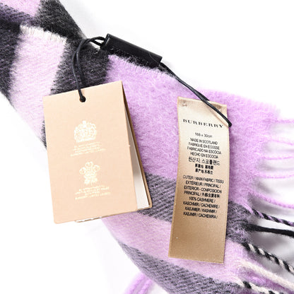 Burberry Cashmere Giant Check Fringe Scarf Pale Heather 3 of 3