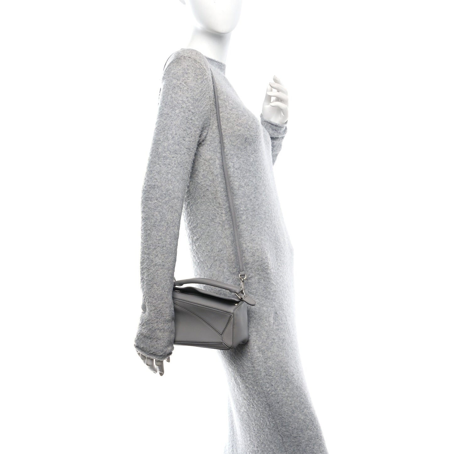 Soft Grained Calfskin Mini Puzzle Bag Pearl Grey