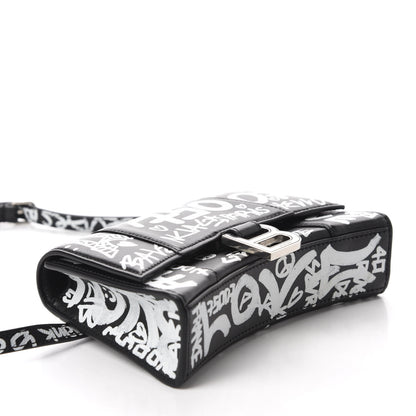Balenciaga Calfskin Graffiti Hourglass Belt Bag S Black White 4 of 9