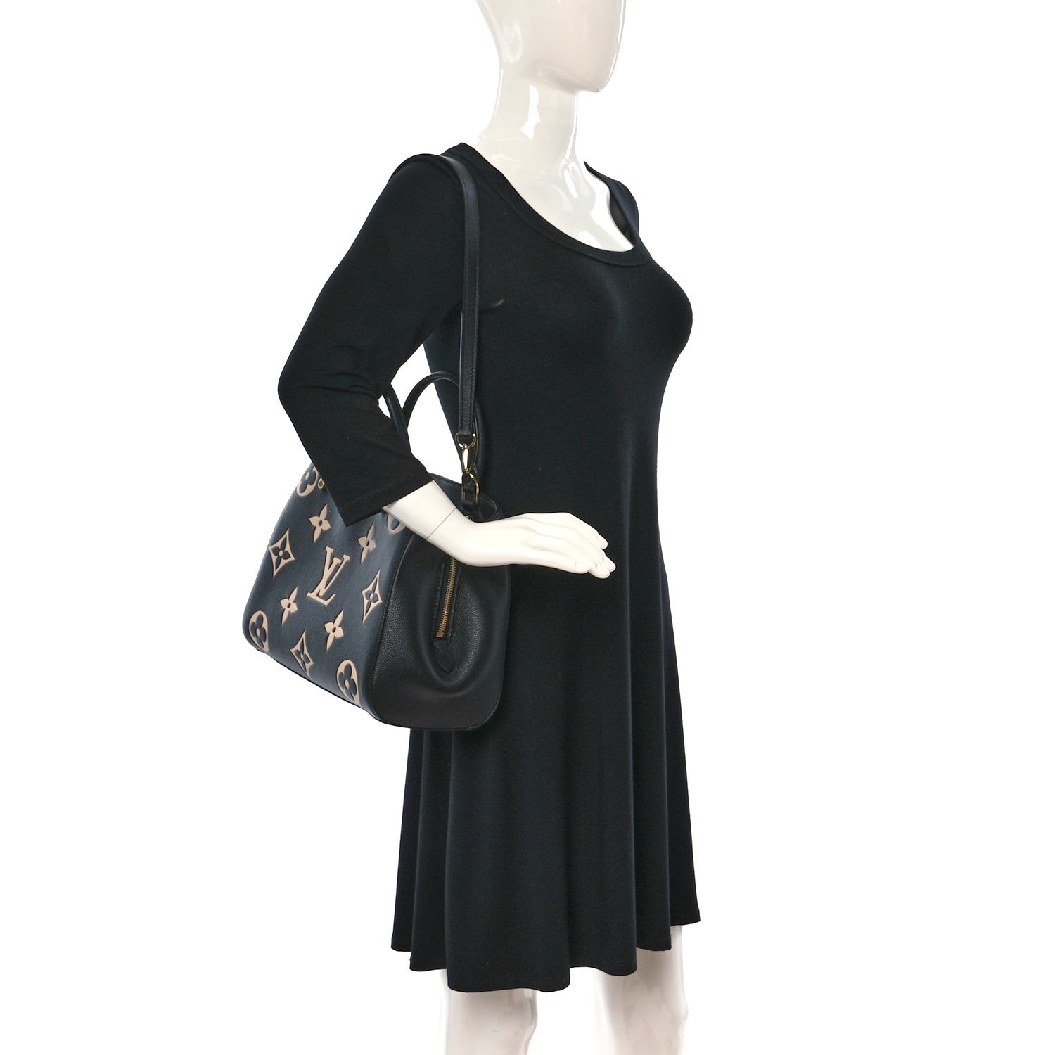 Louis Vuitton Empreinte Monogram Giant Montaigne MM Black Beige 2 of 9