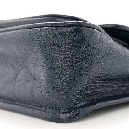 Saint Laurent Crinkled Calfskin Matelasse Monogram Baby Niki Chain Satchel Navy 10 of 11