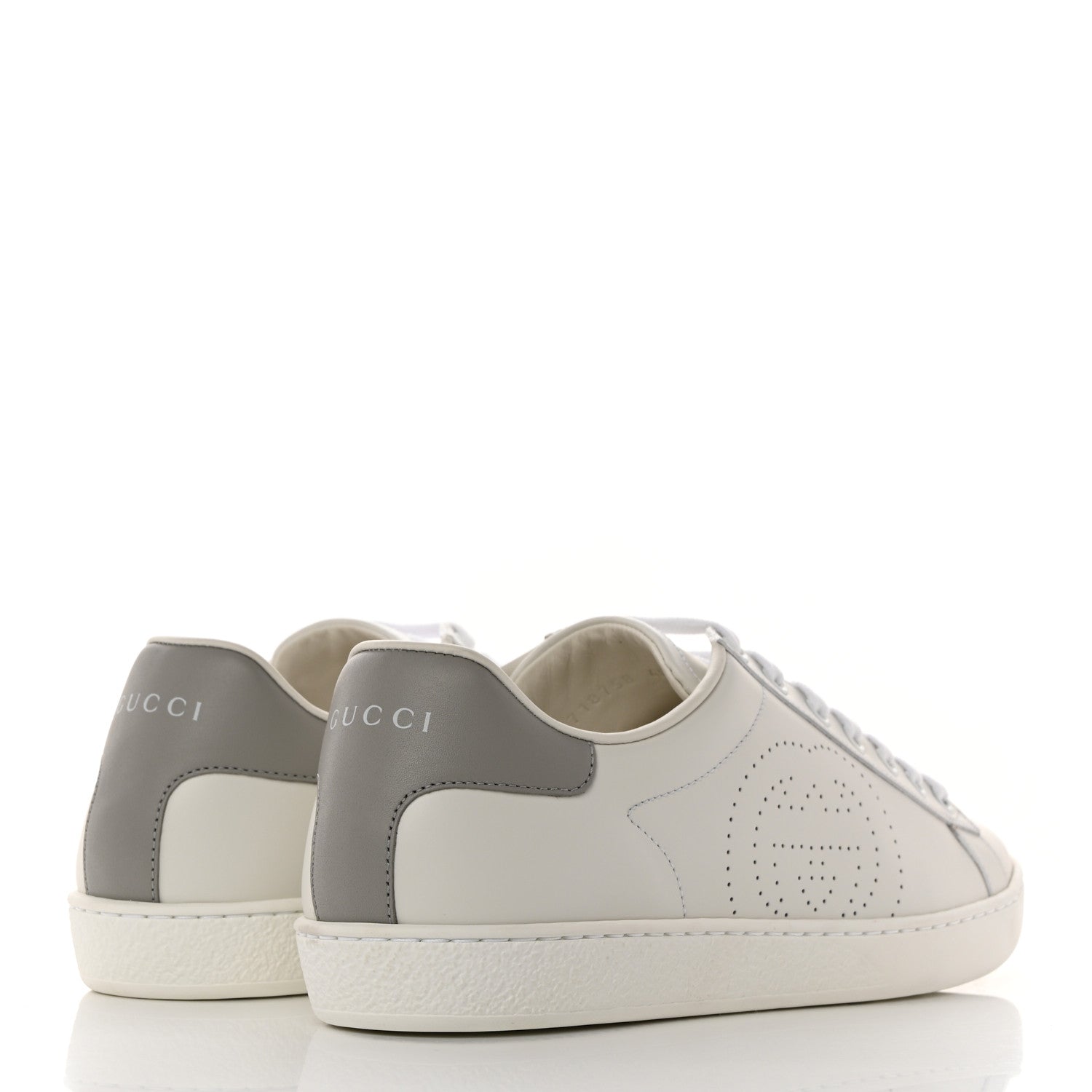 Gucci Calfskin Interlocking G Perforated Womens Ace Sneakers 40 White Grey Sky 4 of 9
