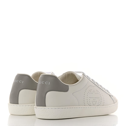 Gucci Calfskin Interlocking G Perforated Womens Ace Sneakers 40 White Grey Sky 4 of 9