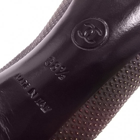 Chanel Gold Speckled Peep Toes 38.5 6 of 8