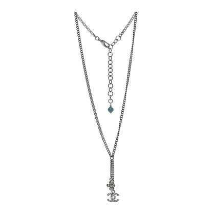 Chanel Ruthenium Crystal Flower CC Lariat Necklace 3 of 6