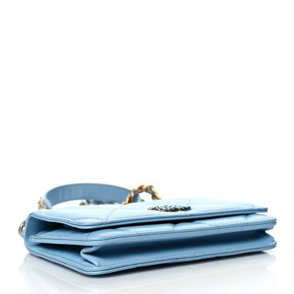 Chanel Lambskin Quilted Chanel 19 Wallet On Chain WOC Light Blue 3 of 11