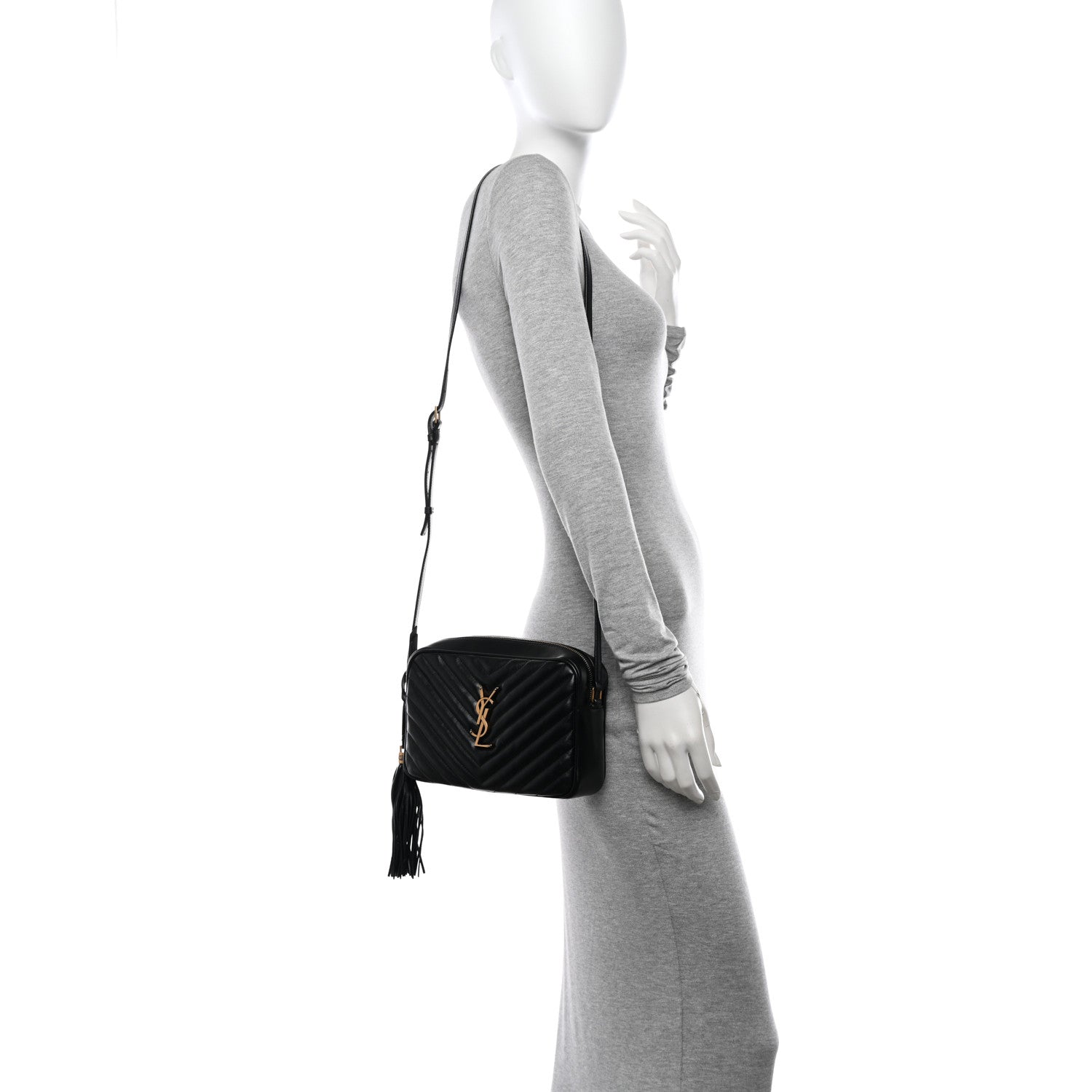 Saint Laurent Calfskin Matelasse Monogram Lou Camera Bag Black 2 of 14