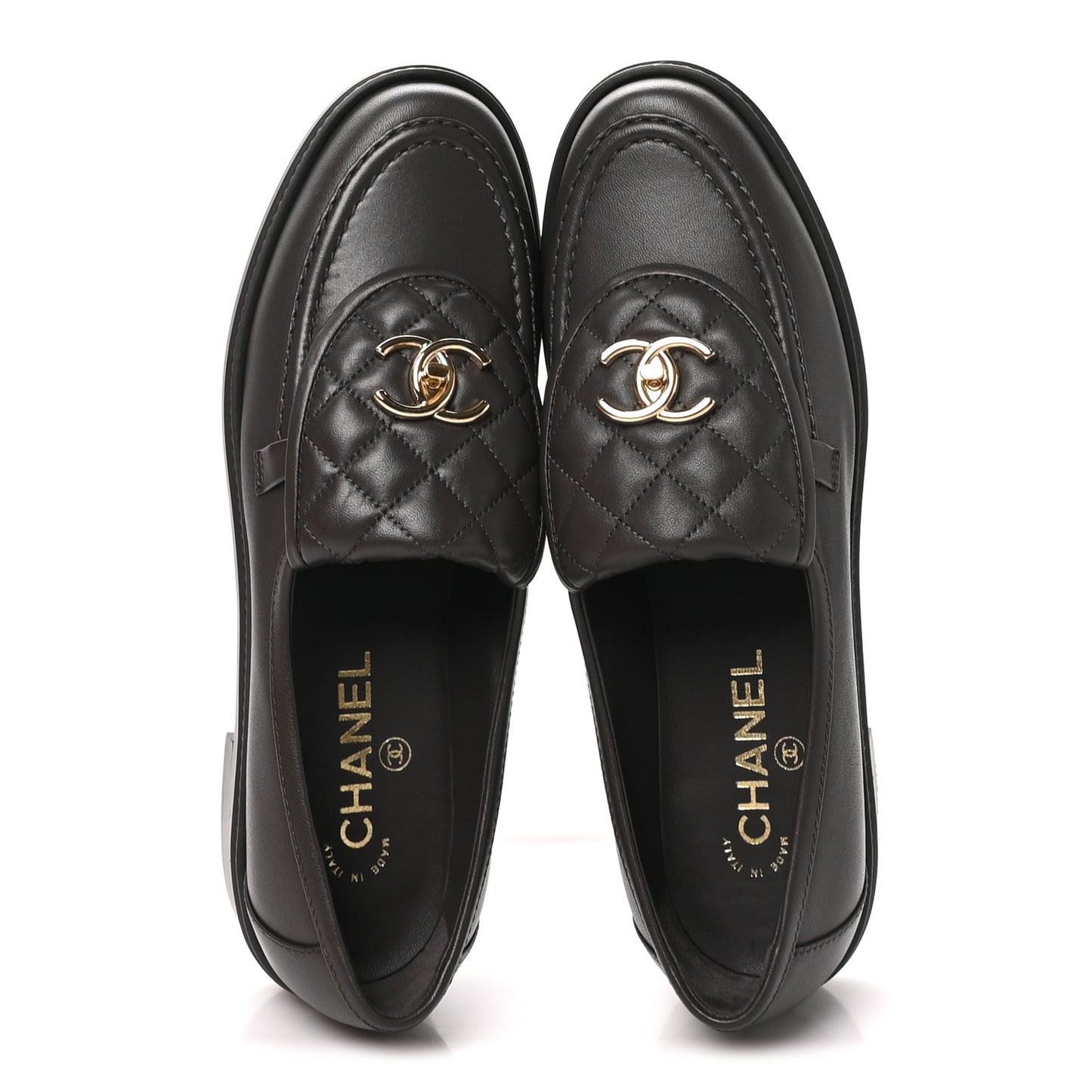Lambskin Quilted CC Turnlock Loafers 40 Dark Brown