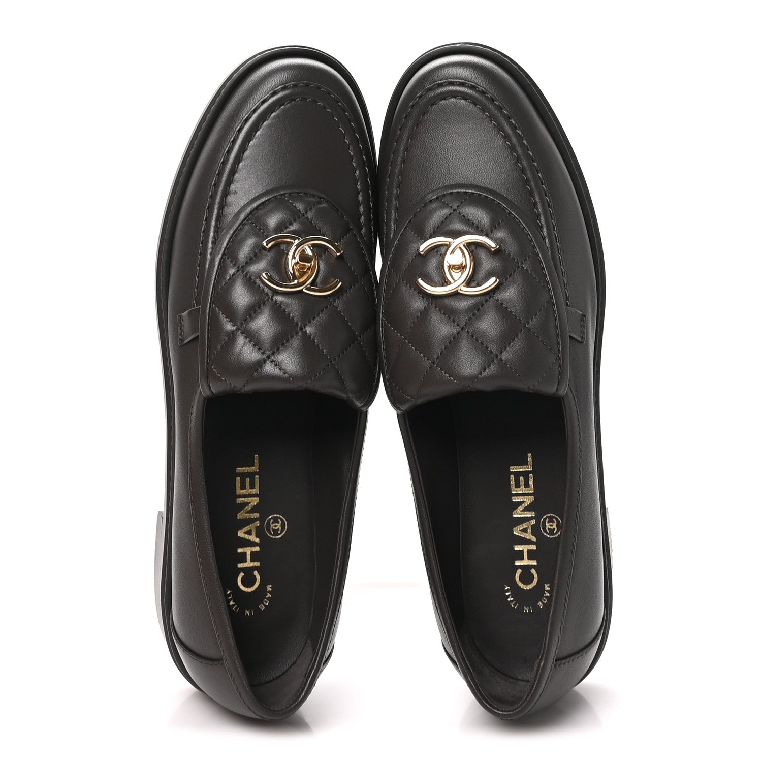 Chanel Lambskin Quilted CC Turnlock Loafers 40 Dark Brown 3 of 11