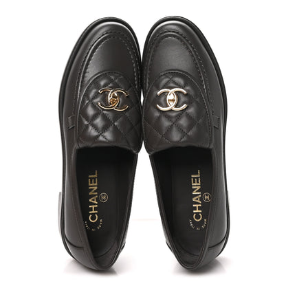 Chanel Lambskin Quilted CC Turnlock Loafers 40 Dark Brown 3 of 11