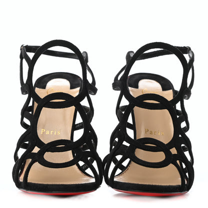 Christian Louboutin Strass Suede Circonvolu 85 Sandals Heels 39.5 Black 2 of 7
