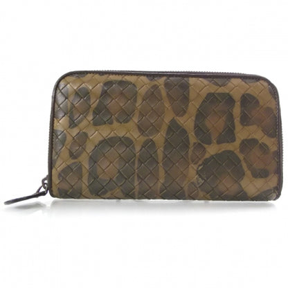 Bottega Veneta Nappa Leopard Print Intrecciato Zip Around Wallet 1 of 9