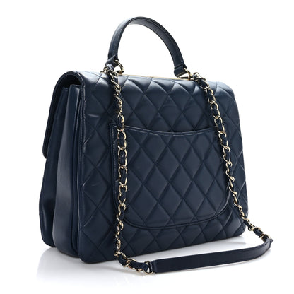Chanel Lambskin Quilted Large Trendy CC Flap Dual Handle Bag Navy Blue 3 of 9