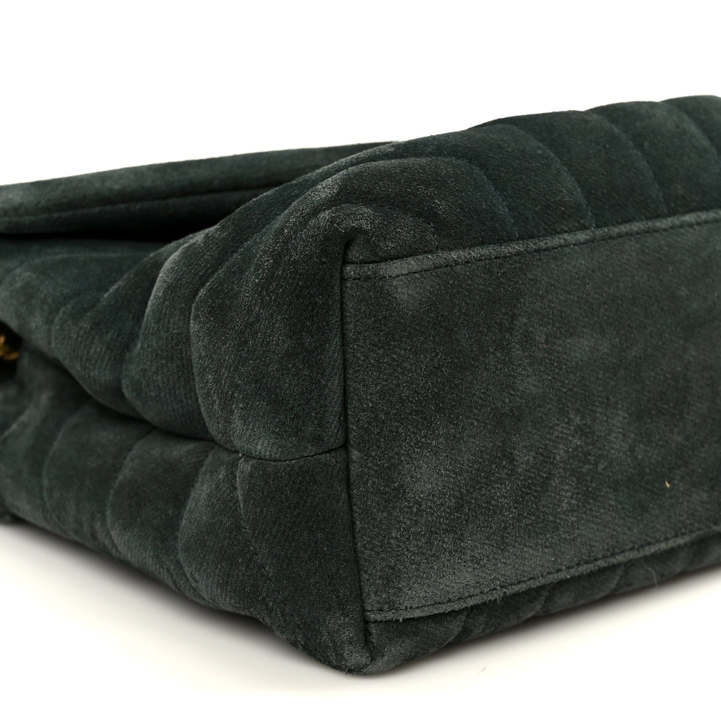 Suede Calfskin Y Quilted Monogram Small Loulou Chain Satchel Green
