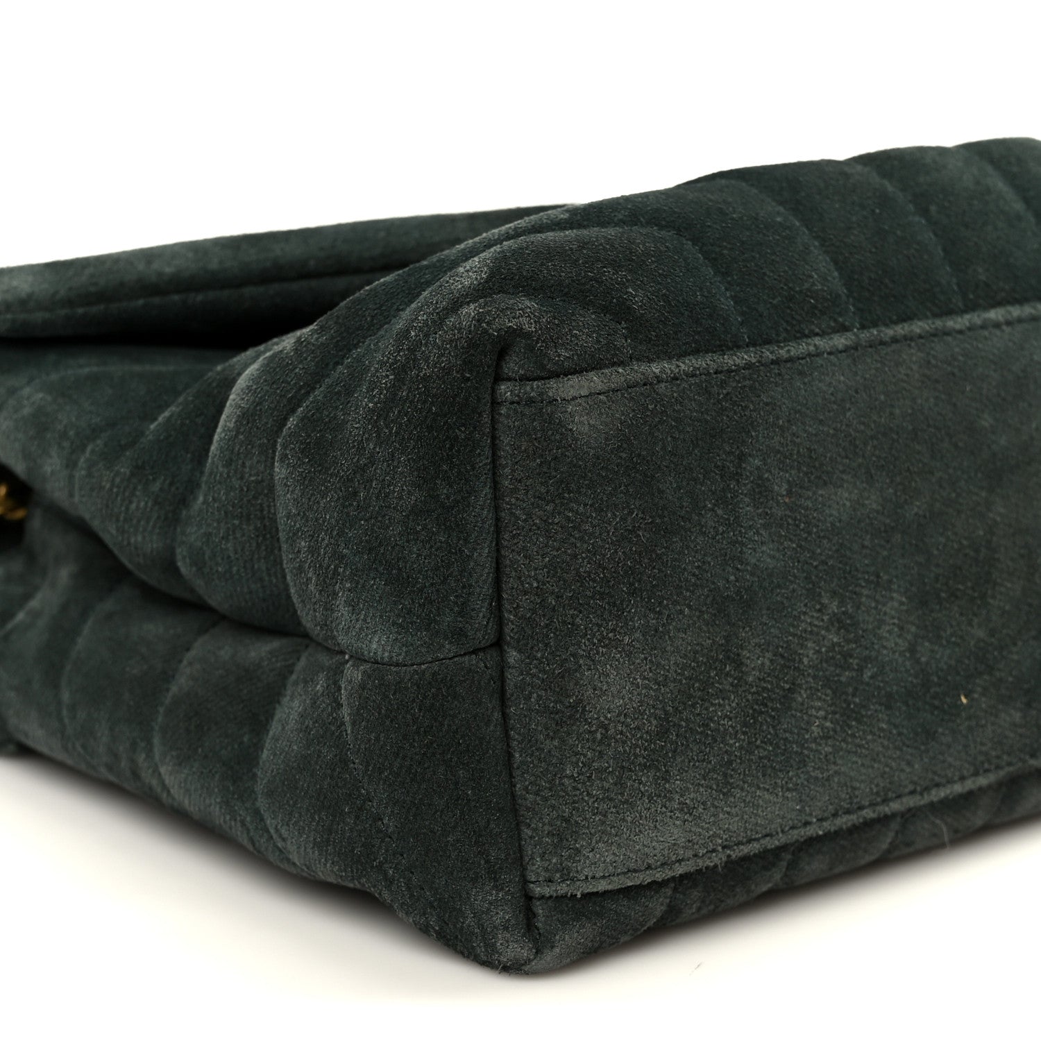 Saint Laurent Suede Calfskin Y Quilted Monogram Small Loulou Chain Satchel Green 10 of 11