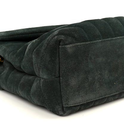 Saint Laurent Suede Calfskin Y Quilted Monogram Small Loulou Chain Satchel Green 10 of 11