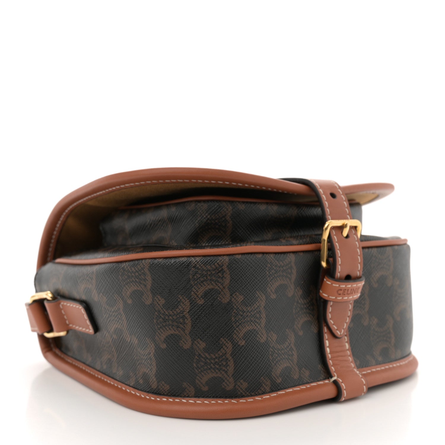 Celine Triomphe Canvas Medium Folco Bag Tan 4 of 10