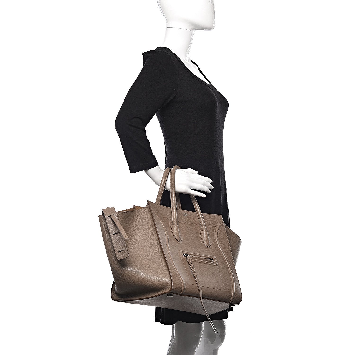 Celine Grained Calfskin Medium Phantom Luggage Taupe 2 of 12