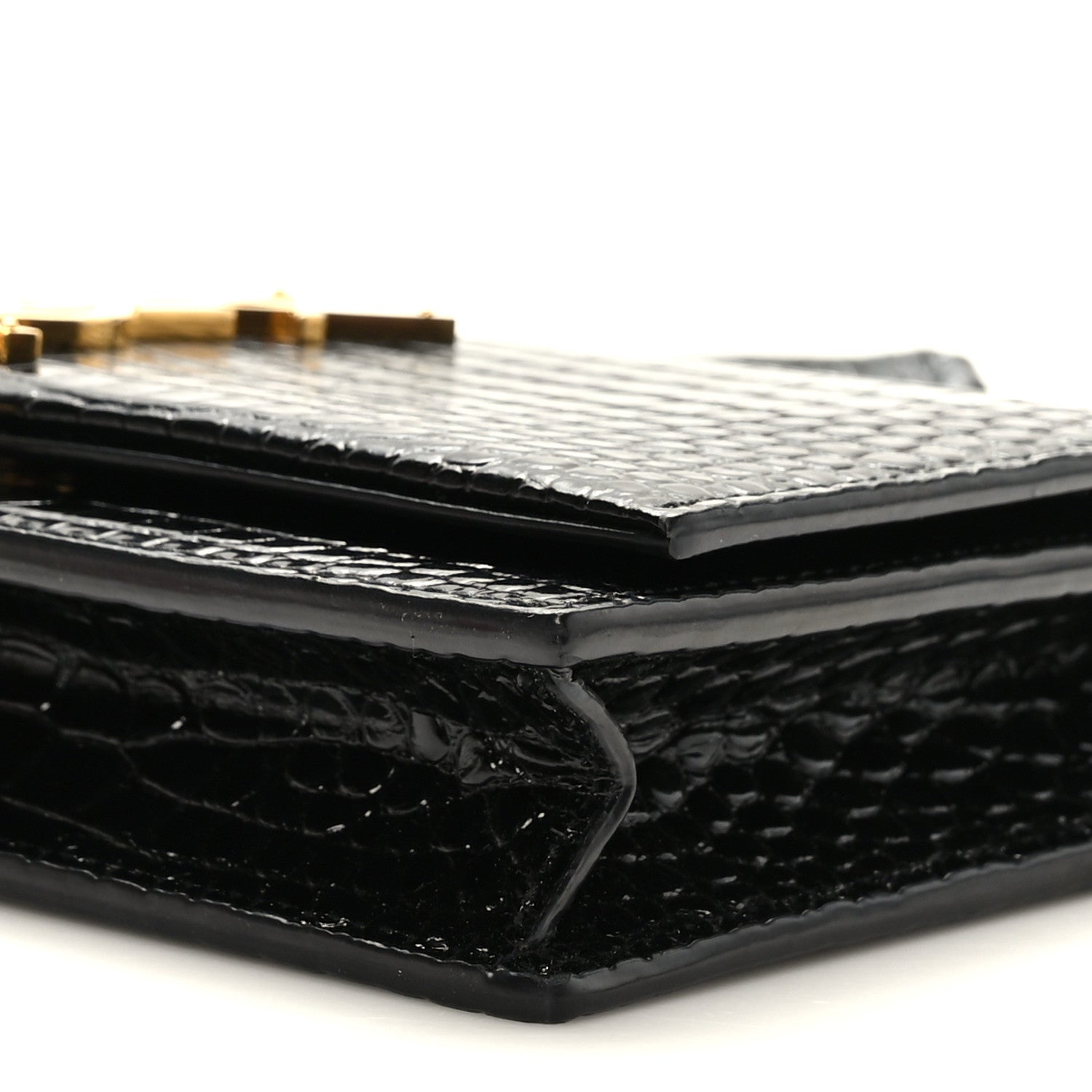Saint Laurent Calfskin Crocodile Embossed Kate Monogram Tassel Chain Wallet Black 8 of 8