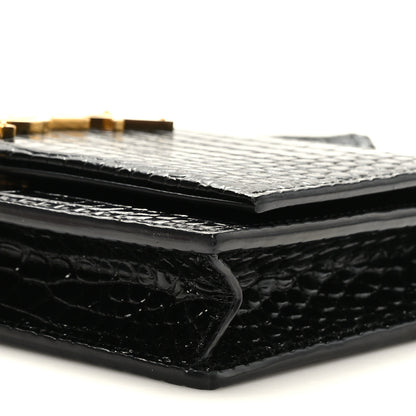 Saint Laurent Calfskin Crocodile Embossed Kate Monogram Tassel Chain Wallet Black 8 of 8