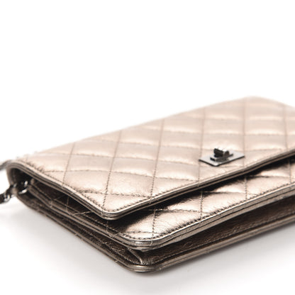 Chanel Metallic Aged Calfskin Quilted Reissue Wallet On Chain WOC Bronze 6 of 12