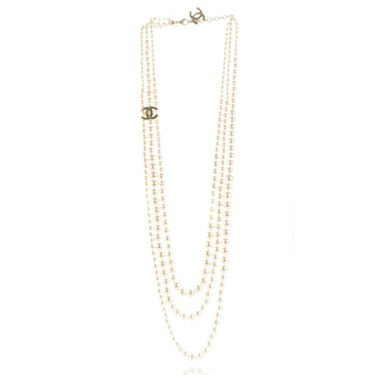 Chanel Pearl CC Multi Strand Long Necklace Light Gold 4 of 6