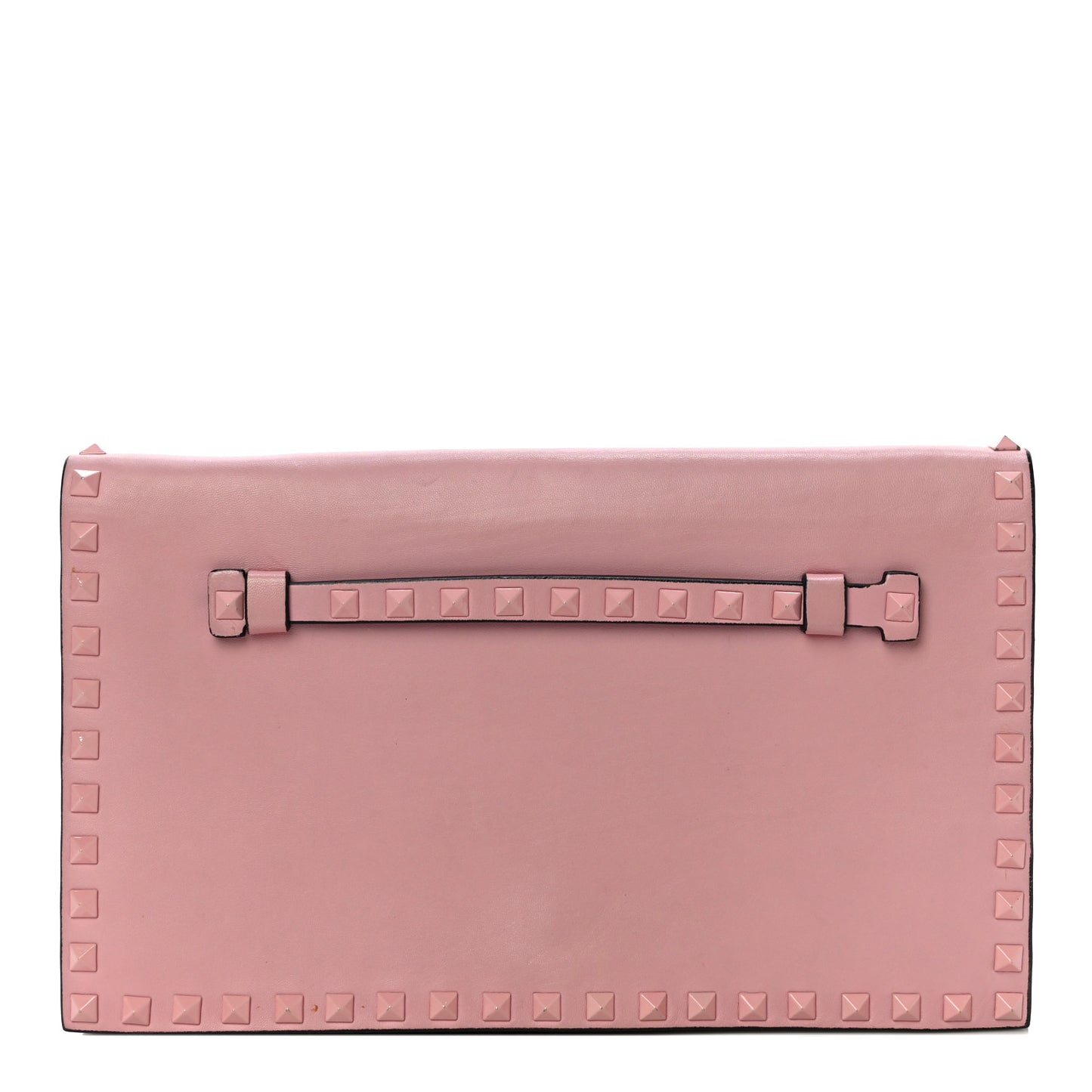 Nappa Monochrome Rockstud Wristlet Clutch Pop Gardenia
