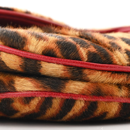 Christian Dior Pony Hair Leopard Saddle Bag Red 9 of 10