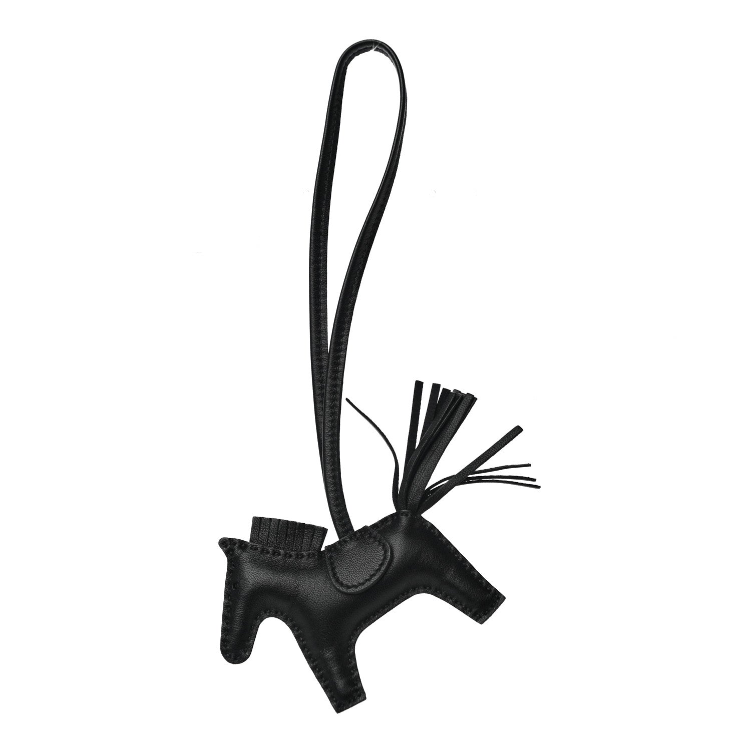 Hermes Milo Lambskin Grigri Rodeo Horse Bag Charm PM So Black 3 of 3