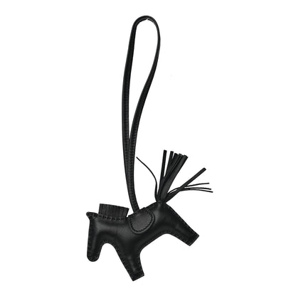 Hermes Milo Lambskin Grigri Rodeo Horse Bag Charm PM So Black 3 of 3