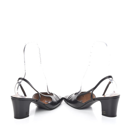 Chanel Calfskin Cap Toe CC Slingback Pumps 41.5 Black 6 of 25