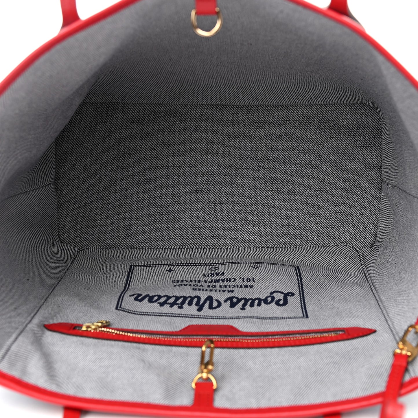 Denim Damier Monogram Patchwork Neverfull Blue Rouge