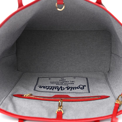 Louis Vuitton Denim Damier Monogram Patchwork Neverfull Blue Rouge 7 of 9