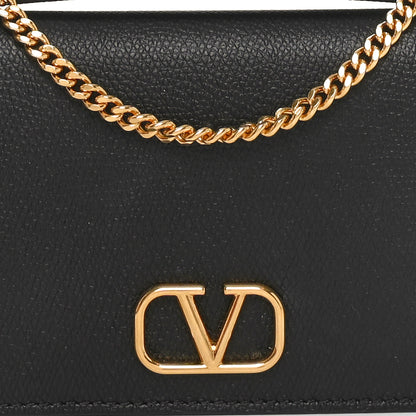 Valentino Garavani Grainy Calfskin VLogo Top Handle Wallet With Chain Black 7 of 10