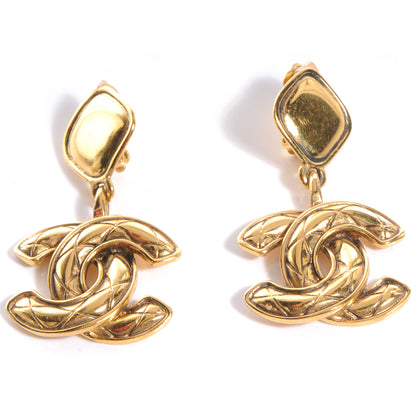 Chanel Quilted CC Clip On Drop Earrings 1 of 4