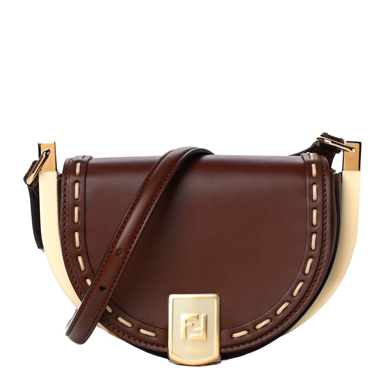 Fendi Vitello King Plexiglass Macro Stitchings Moonlight Shoulder Bag Praline 1 of 11