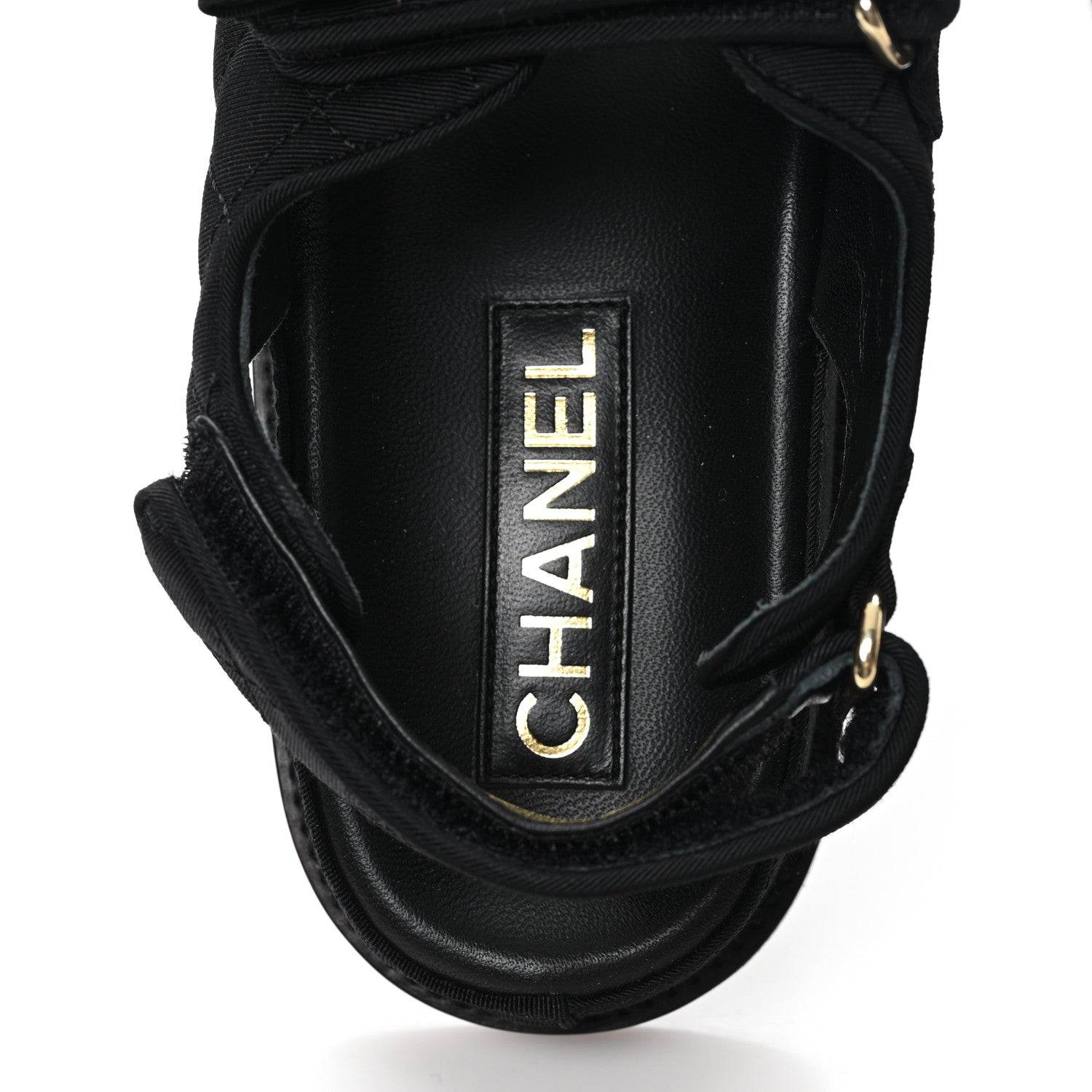 Chanel Grosgrain Quilted Bow Dad Sandals 38 Black 8 of 10