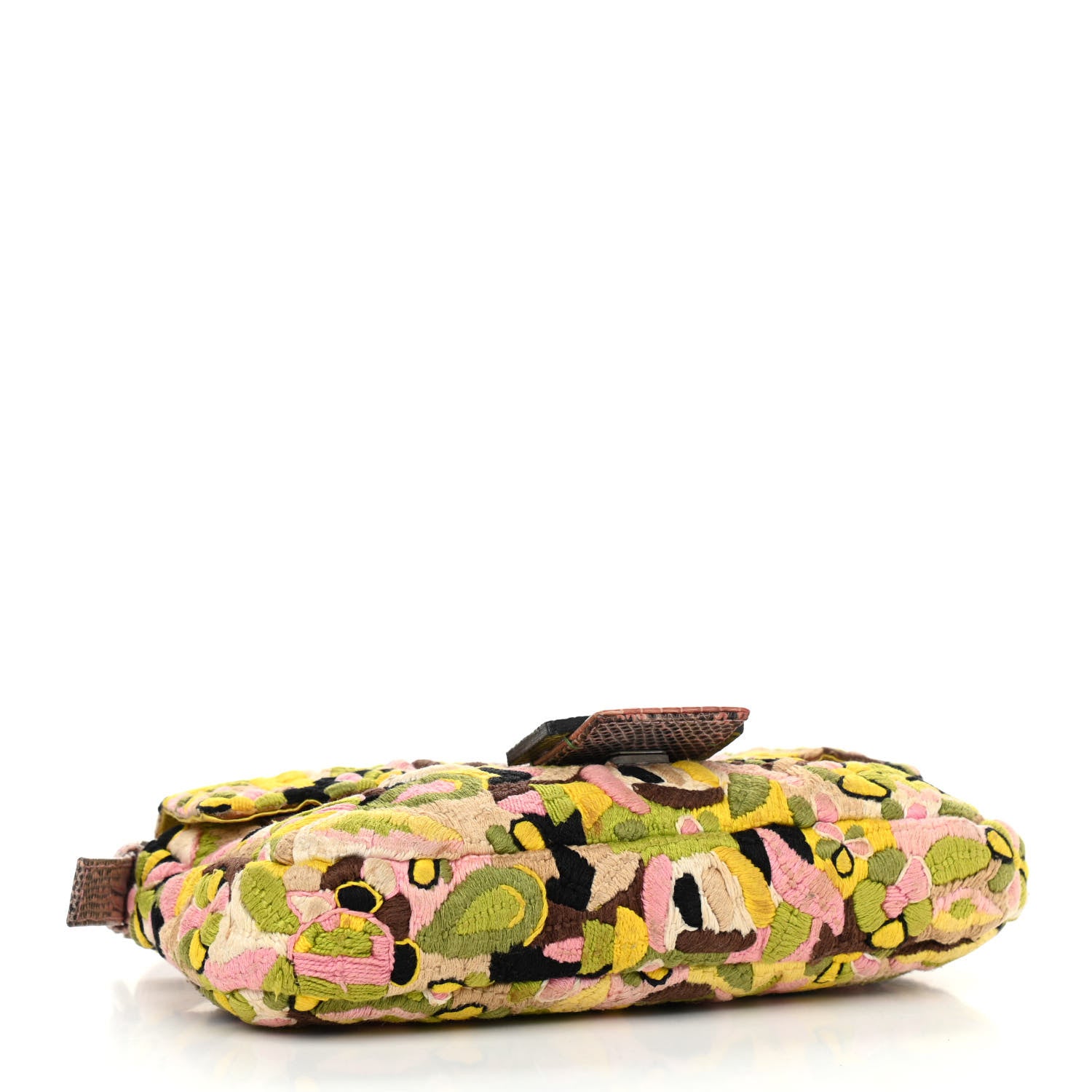 Fendi Lizard Embroidered Flower Baguette Pink Multicolor 4 of 12