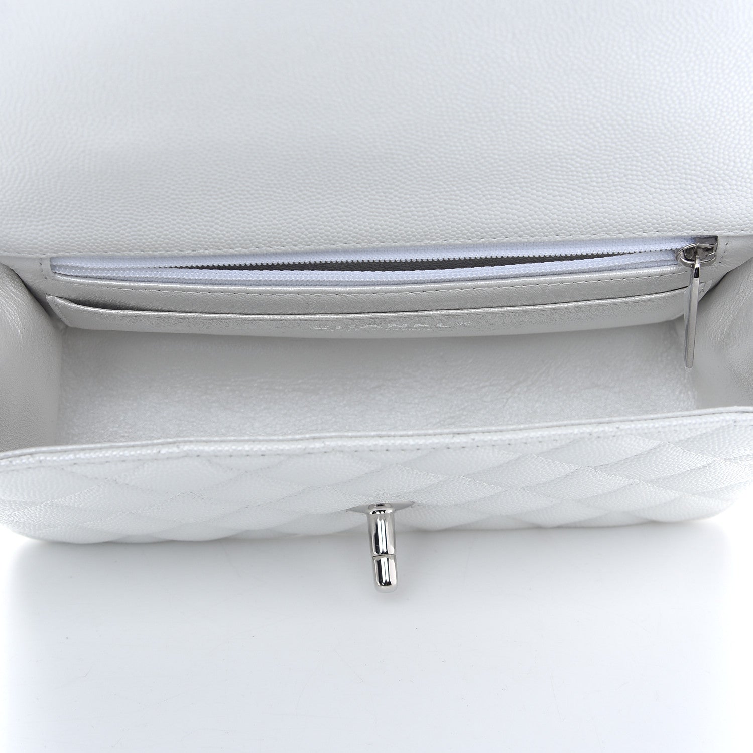 Chanel Iridescent Caviar Quilted Mini Top Handle Rectangular Flap White 5 of 9