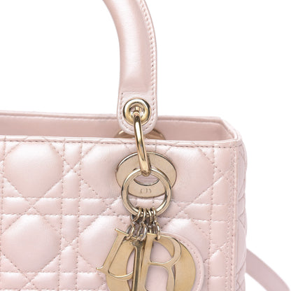 Christian Dior Pearly Lambskin Cannage Medium Lady Dior Lotus 13 of 14