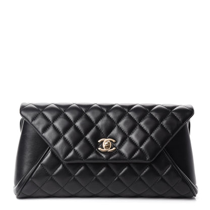 Chanel Lambskin Quilted Fold Up Again Clutch Black 1 of 11
