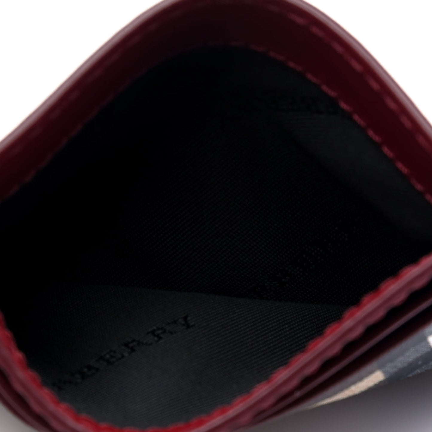 Smooth Calfskin Vintage Check Sandon Card Case Crimson