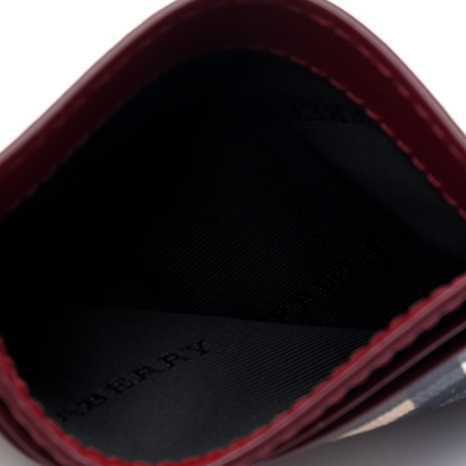 Burberry Smooth Calfskin Vintage Check Sandon Card Case Crimson 3 of 4