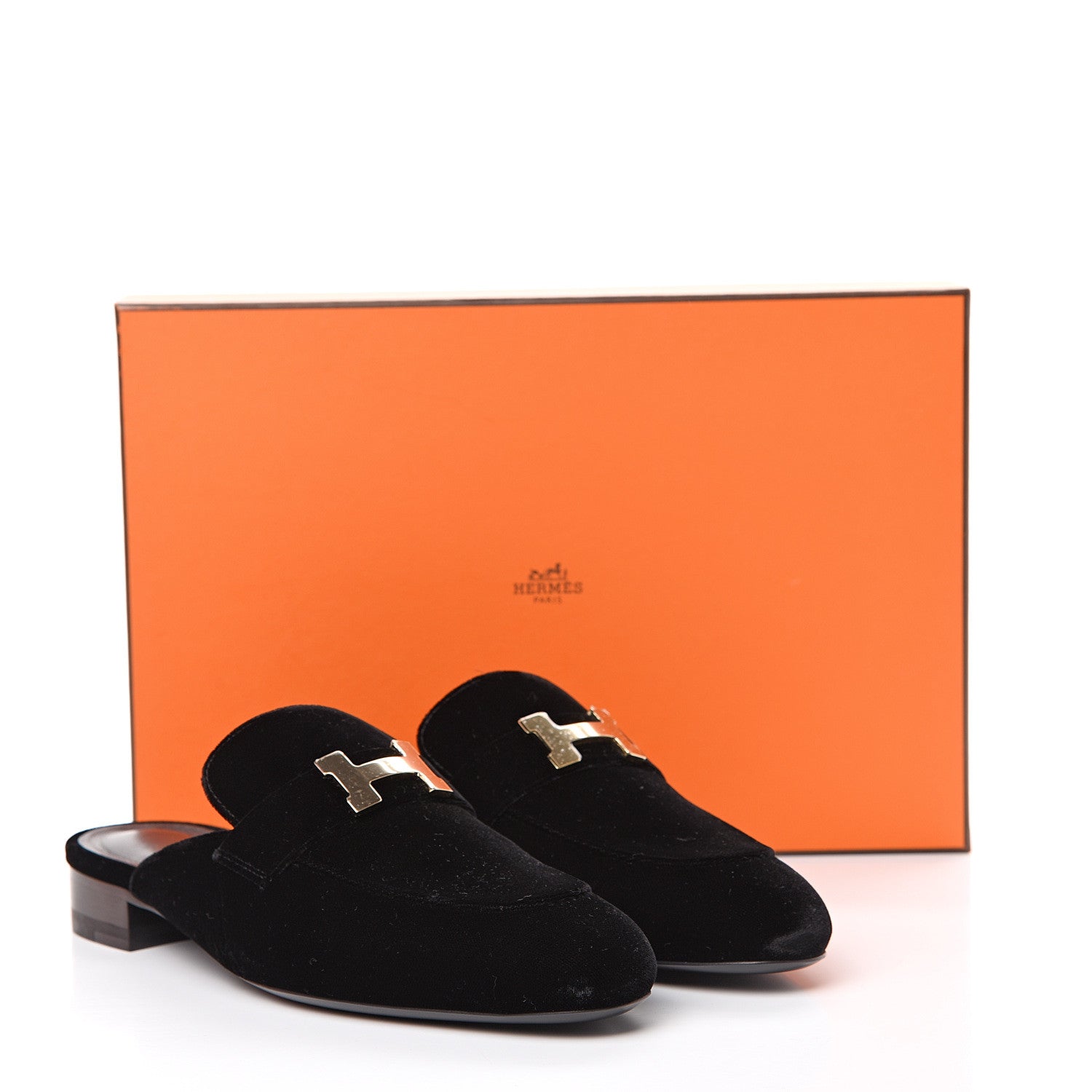 Hermes Velvet Trocadero Mule 38 Black 9 of 9
