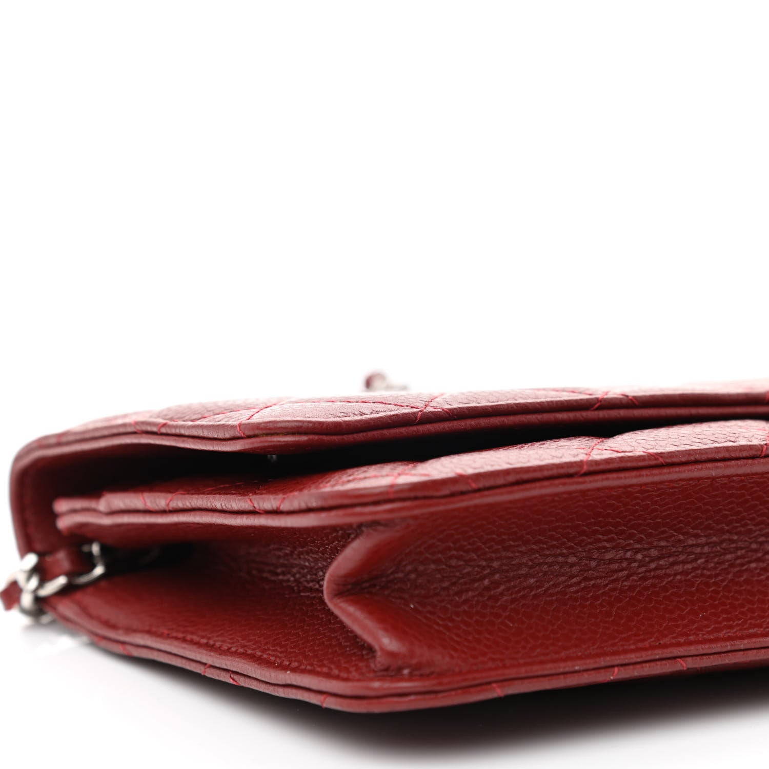 Chanel Caviar Quilted Wallet on Chain WOC Burgundy 9 of 14